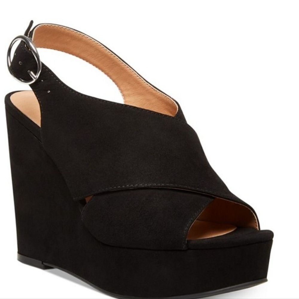 BRAND NEW REPORT CIVMI WEDGE LEATHER SUEDE ADJUSTABLE BUCKLE PEEP  SANDAL